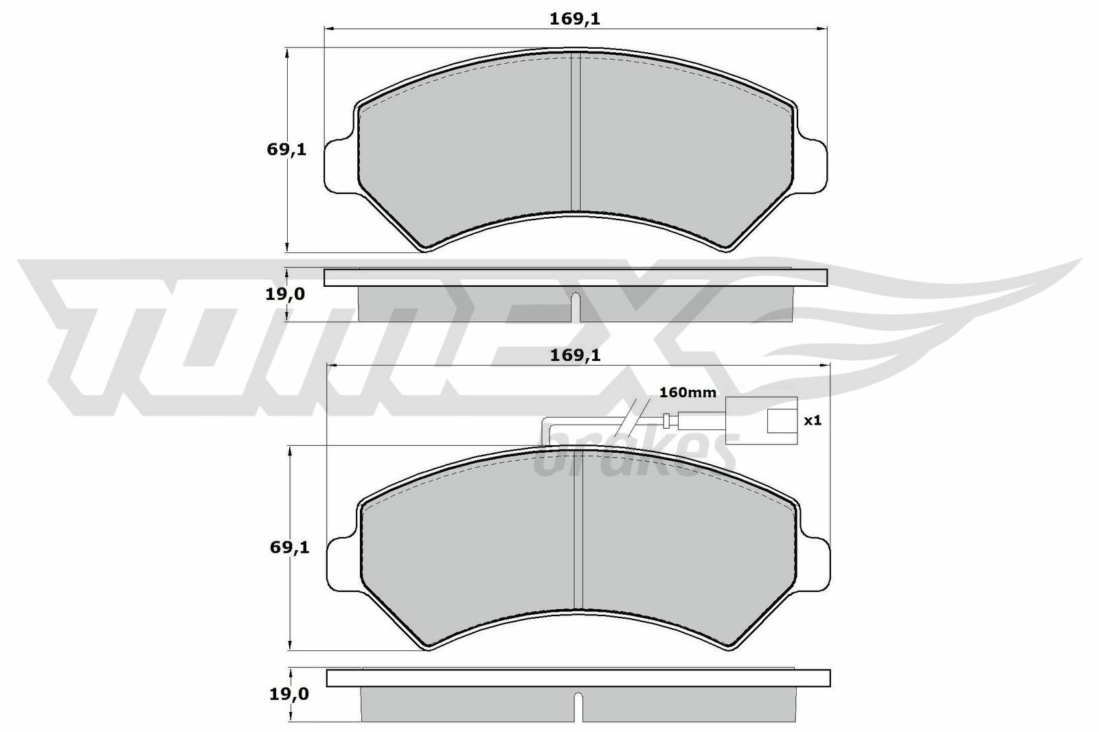 Sada brzdových destiček, kotoučová brzda TOMEX Brakes